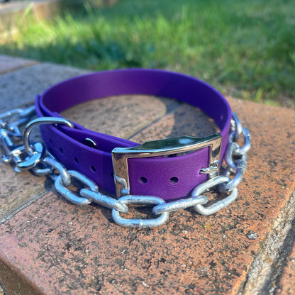 Working Dog Collar with Tie-Up Chain – HP D Ring